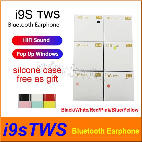 

6 color i9 i9s tws wireless bluetooth headphones stereo 5.0 earphones earbuds support pop up windows with protector case colorful