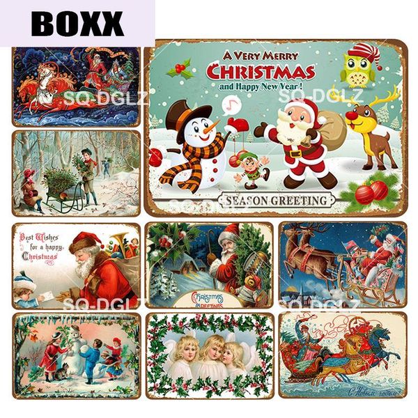 

santa claus metal sign bar wall/door decor christmas tin sign home decor painting plaques christmas gift