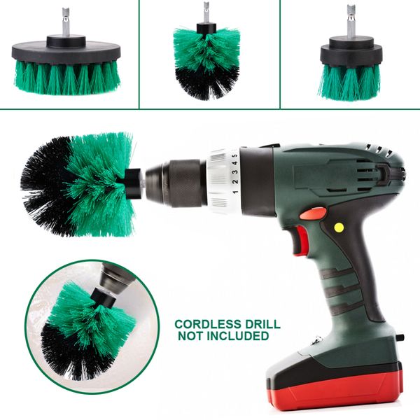 

3 pcs power scrubber brush drill brush clean for bathroom surfaces tub shower tile grout cordless power scrub cleaning kit