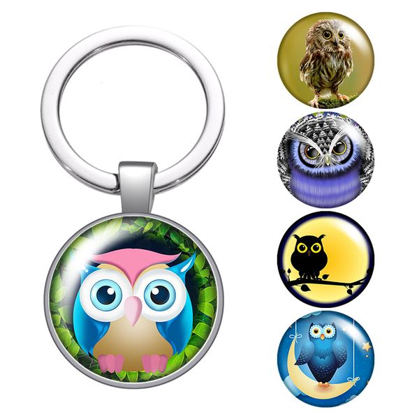 

love owl hope dreams love glass cabochon keychain bag car key chain ring holder charms silver keychains for men women gifts