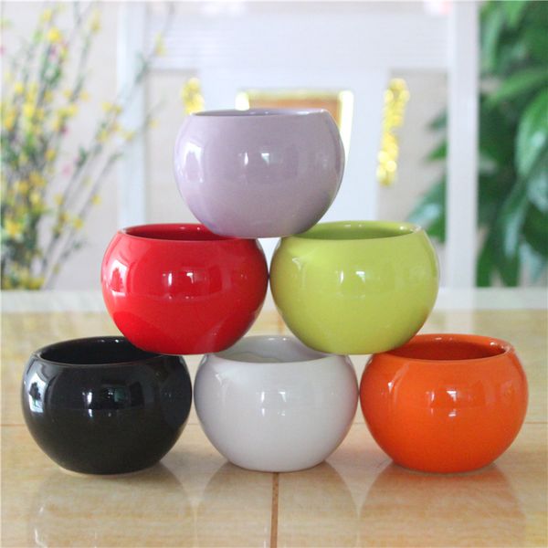 

succulent pots ceramic planters bonsai flower plant small cute indoor decor mini round red colors decorative desktop