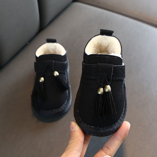 

Baby Winter Shoes Toddler Thicken Plush Botas Soft Bottom Antiskid Infant Girls Warm Short Boots Super-soft Velvet Newborn Boot, Black;grey