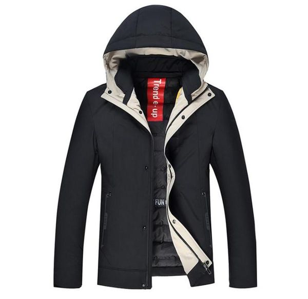 

mens designer jacket winter fashion cool-proof thickened warm down jacket mens casual solid color hooded coat, Black;brown