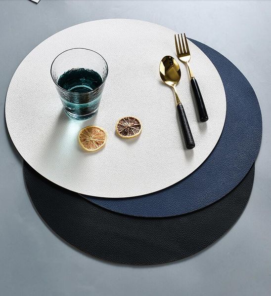 

leather dining mats waterproof oil proof antiskid table scald heat insulation pads western tableware plate mat household