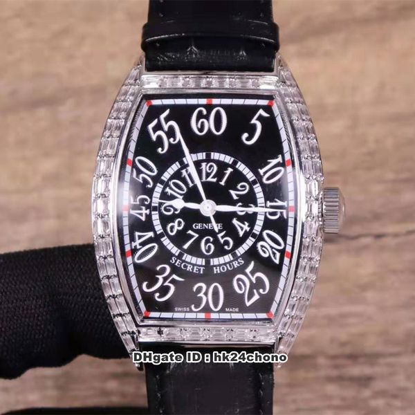 2 Style Best Watch Secret Hours Curvex 8880 SE Japan Miyota 8125 Orologio da uomo automatico Diamanti Lunetta Quadrante nero Cinturino in pelle Orologi da uomo