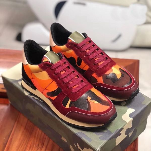 

2020 real leather suede lace rockrunner shoes men stud rivet camouflage sneakers runner trainers sport casual shoes size uneuro 35-46, Black