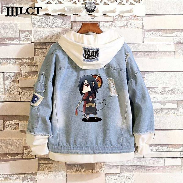 

аниме косплей костюмы толстовка мужчин женщины денимы пальто поддельные из двух частей толстовки печати однобортные вскользь полной регулярн, Black