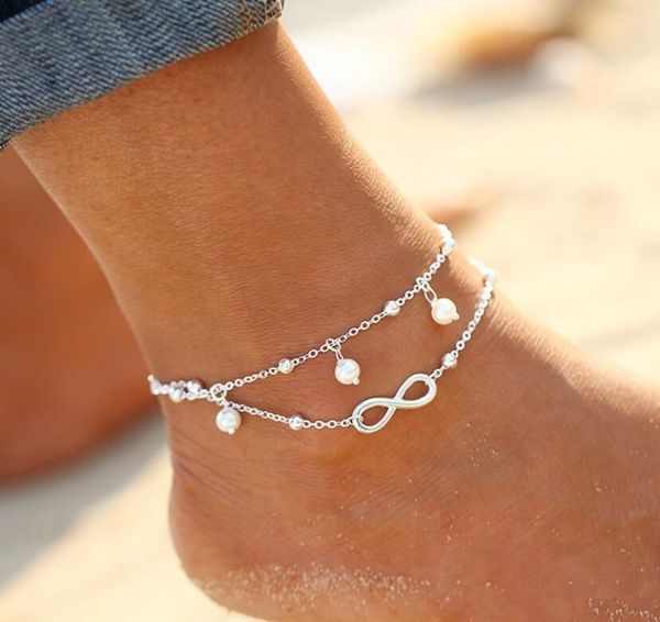 

lady double silver plated chain ankle anklet bracelet barefoot sandal beach foot jewelry epacket ship, Red;blue