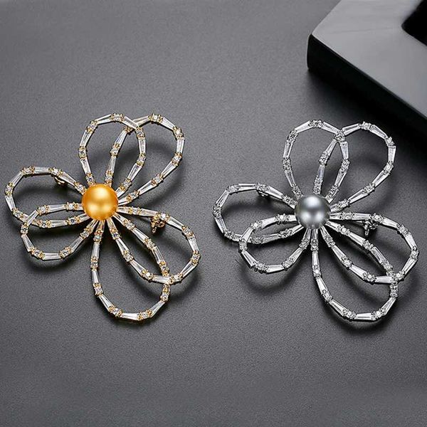 

new big beads flower brooch jewelry accessories charm pins for women girls wedding party beads crystal elegant delicate brooch, Gray
