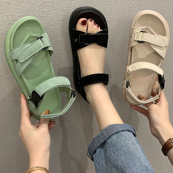 

comfort shoes for women med female sandal beige heeled sandals 2020 summer all-match buckle strap comfort block medium ladies, Black