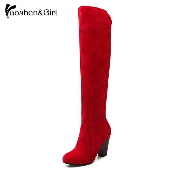 

haoshen&girl shoes women winter suede over the knee boots stretch fashion boots long england style warm boot shoes size 34-42, Black