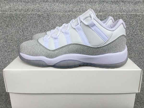 

корабль с коробкой 11 low white metallic silver дизайнерские баскетбол обувь легкая xi мода спорт zapatos кроссовки real carbon fiber