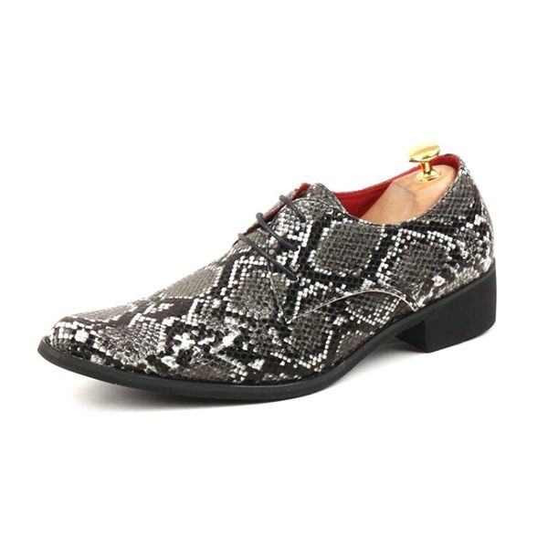 Homens Snakeskin sapatos de couro da pele de cobra Prints Homens de Negócios vestido estilo clássico de Lace Up Toe Pointed sapatos para homens Oxford Shoes