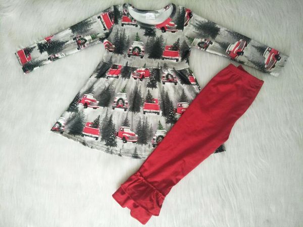 

рождество новый девушки комплект рождественская елка печать грузовик красный сплошной цвет штаны высокое качество набор илл, White