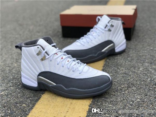 

2019 air authentic 12 dark grey white basketball shoes retro real carbon fiber 12s men sports sneakers 130690-160 with box