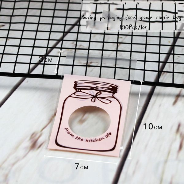 

100pcs/lot cookies self adhesive bag handmade pink transparent candy bottle soap biscuits wedding festival party gift bag 7x10