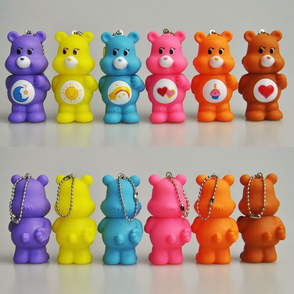 2019 New Abs Care Bears Key Chain Gift Rainbow Bear Doll Key Ring