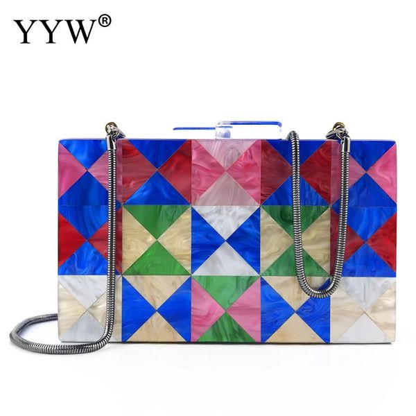 

women acrylic clutch bag 2020 new designer geometric lattice female chain messenger bags party evening wedding bag