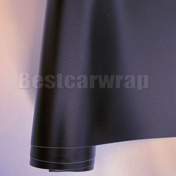 Schwarz mattes Metall -Vinyl -Wrap für Ganzwagenpackungen mit Luftblasenfreier Fahrzeugverpackungsfilm mit Low -Tack -Kleber 3M -Qualität 1,52x20m