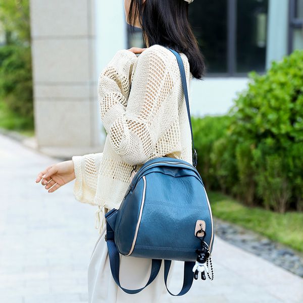 

leisure lady women casual daily lovely leather charm backpack latest fashion shoulder backpack for women