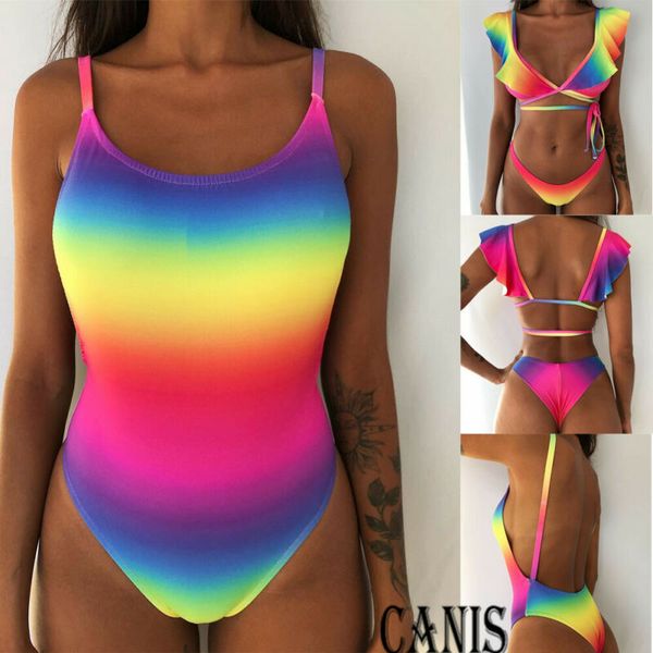 

women's summer beachwear bathing one-piece swimsuit push up 2pcs bikini set bandage swimwear