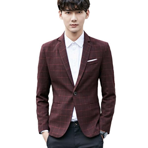 

мужская тонкий печатных кнопки костюм куртки мужская мода британский плед блейзер мужской приталенный рабочая одежда плюс размер мужчин паль, White;black