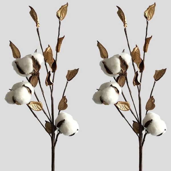 

naturally dried cotton stems farmhouse style artificial flower filler floral decor white cotton stems flower dropshipping