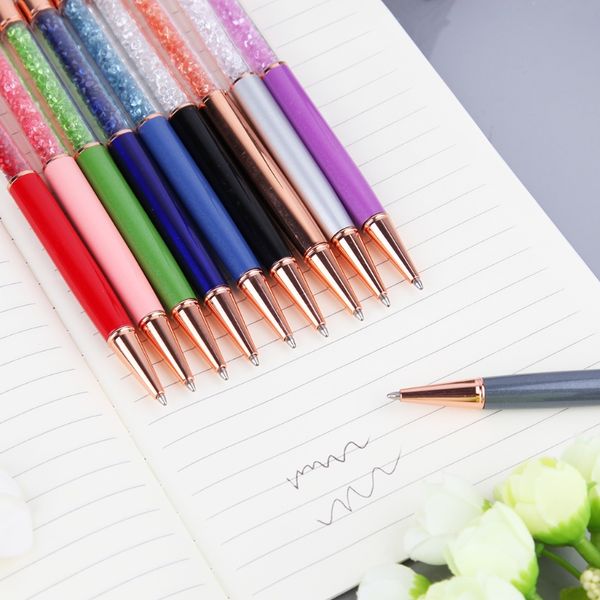 

beautiful ballpoint pen fashion crystal pendant writing stationery metal pen h7ec, Blue;orange