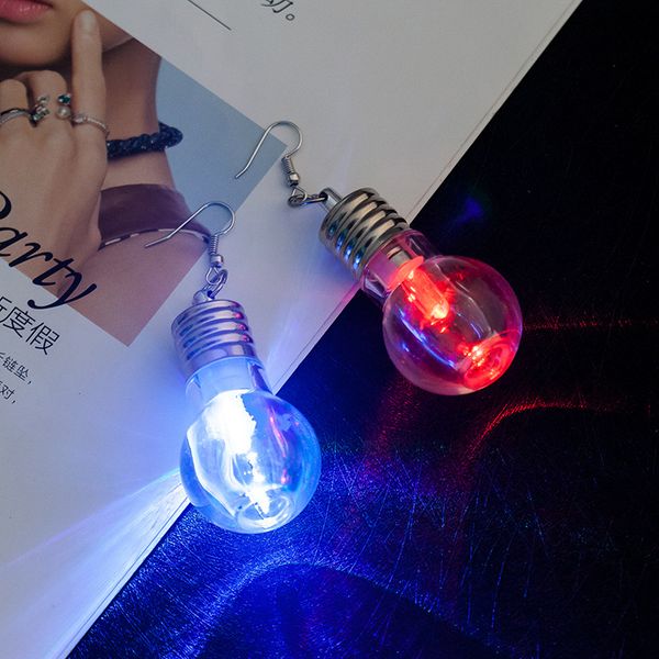 

2019 unique new design funny light bulbs drop earrings women fashion luminous dangle brincos friends gifts party jewelry, Silver