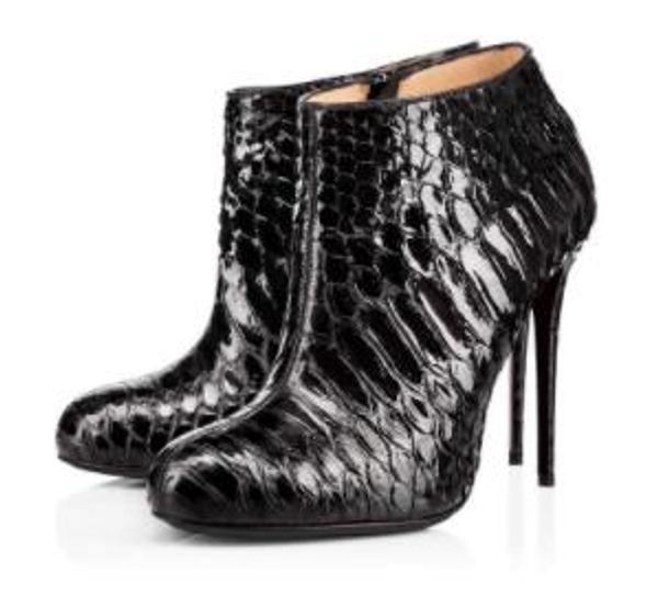 

original box] elegant brand belle ankle boot red bottom bottes winter fashionboots lady classic booties party wedding dres, Black