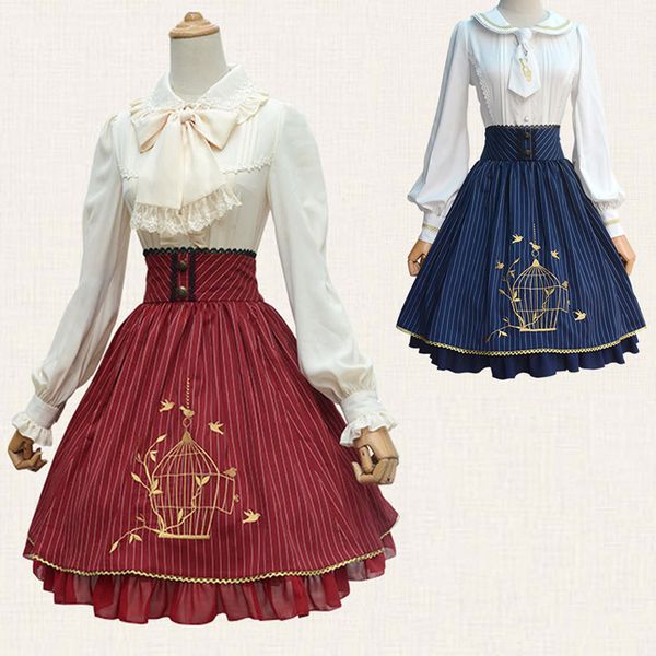 

lolita half-length skirt japanese, Black;red