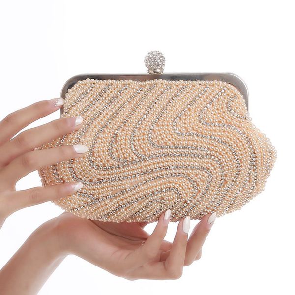 

pearl diamond dinner bag bride wedding bracelet ring buckle women's bag