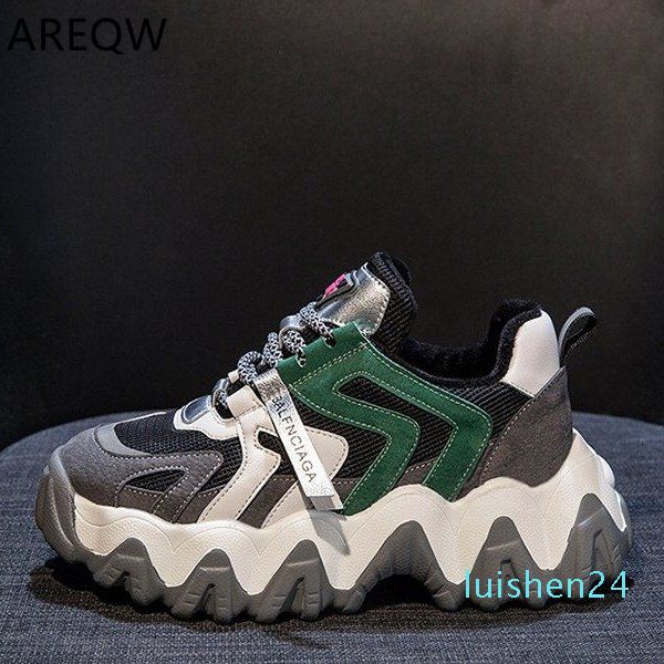 

2020 new winter daddy sneakers women shoes plus velvet to keep warm sneakers casual girls shoes women l24, Black