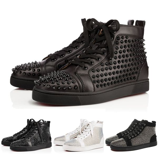 

2019 Fashion Luxury Designer Shoes Studded Spikes Flats shoes for Mens Women Party Lovers Genuine Leather Sneakers