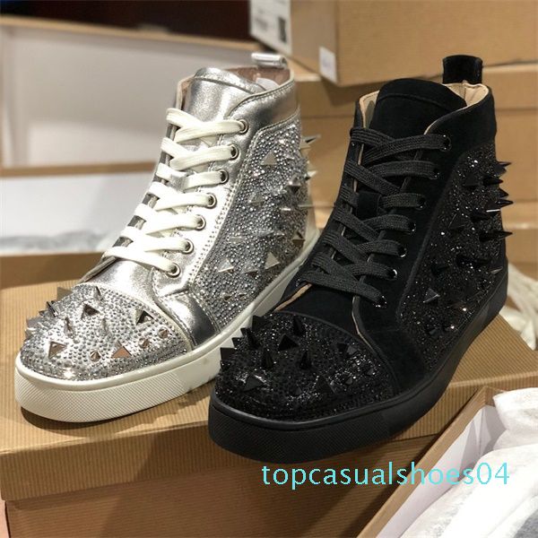 

2019 luxury orlato sneakers red bottom junior spikes trainers men high-flat shoes fashion dancing party shoes with box us12.5 t04, Black