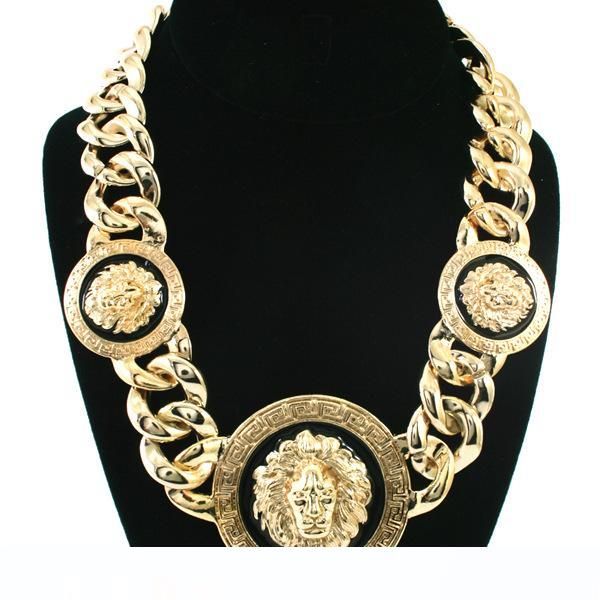 

мода хип-хоп ожерелье ювелирных изделий золота slver пластинчатые цепи голова льва мужчины женщины аватар iced out алмазный pece большой кул, Silver