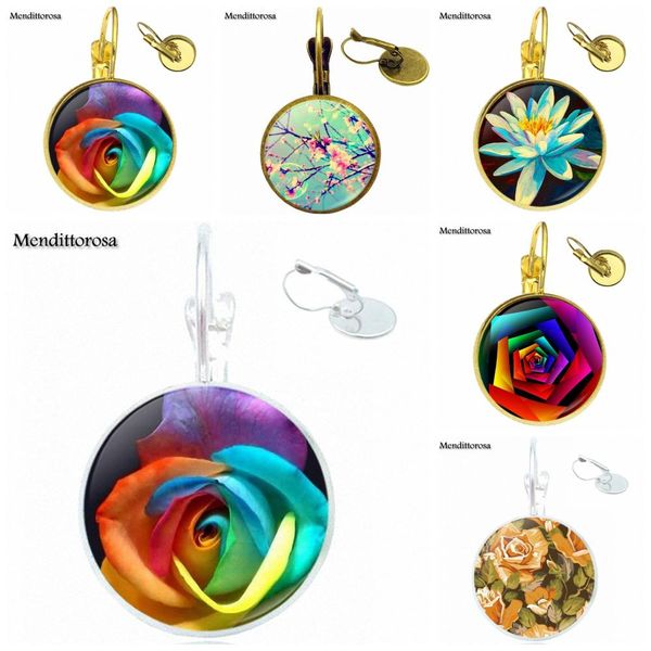 

kids jewelry with glass cabochon bronze/silver/golden clip ear hook drop earrings for girls gifts japanese flower cherry blossom