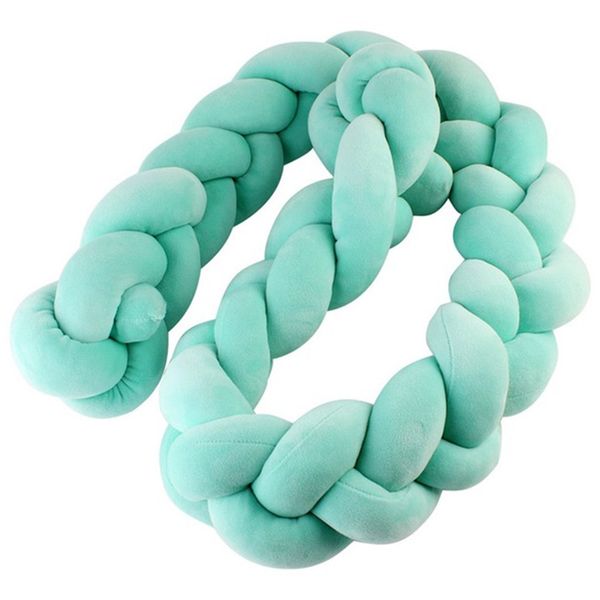 

newborn baby bed bumper infant room decor crib protector pacification toy pure color weaving knot for kids bedding