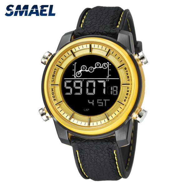 Любители SMAEL кварцевых мужские часов Негабаритной светодиодная цифровая мода часы S водонепроницаемой роскошная из нержавеющей стали 1556 для мужской часы