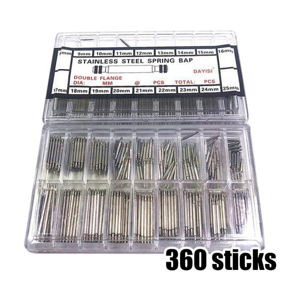 

new 270pcs/360pcs watch band spring bars strap pins remover stainless repair tools 8-25mm hand tool sets