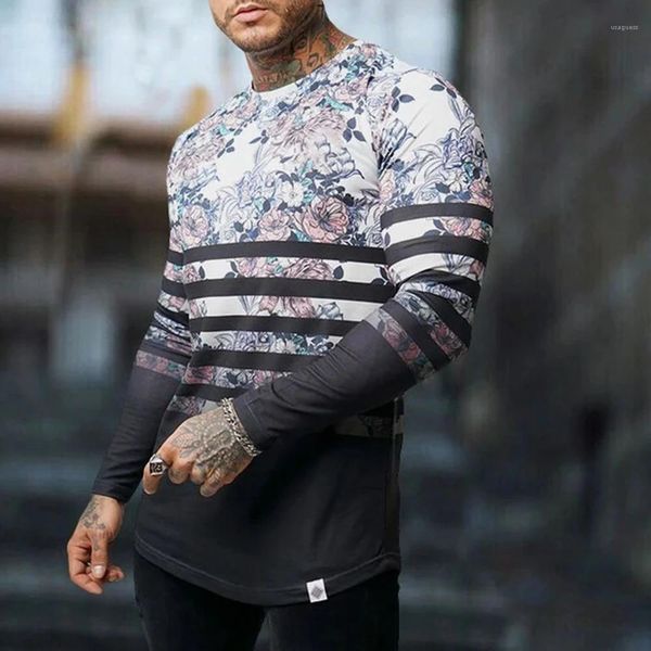 

long sleeved slim fashion breathable mens tshirts crew neck print mens tshirt summer casual fashion, White;black