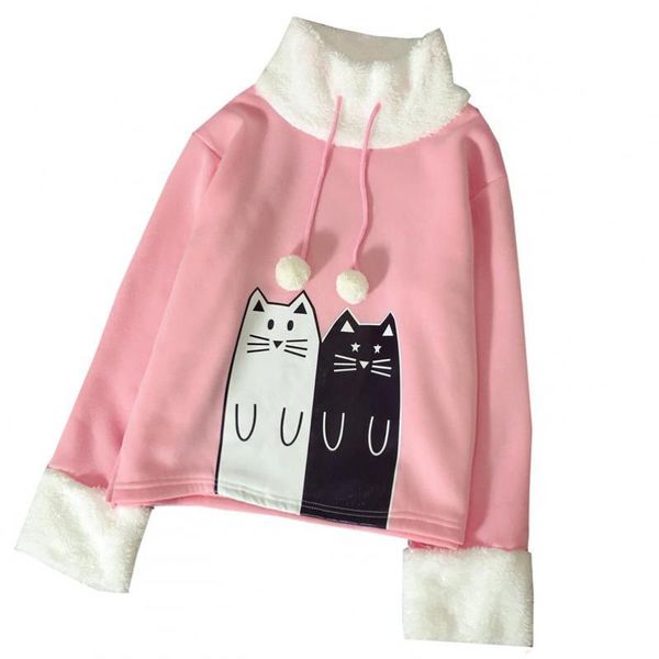 

fashion cartoon harajuku printed women's hoodie 2019 new autumn and winter korean pullover girl wind plus velvet sweatshirt, Black