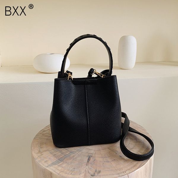 

bxx] women single shoulder crossbody bag all-match large capacity handbag 2020 pu leather litchi grain bucket bag package hi220