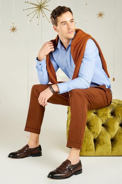 

derimod genuine leather coffee men 's classic shoes, Black