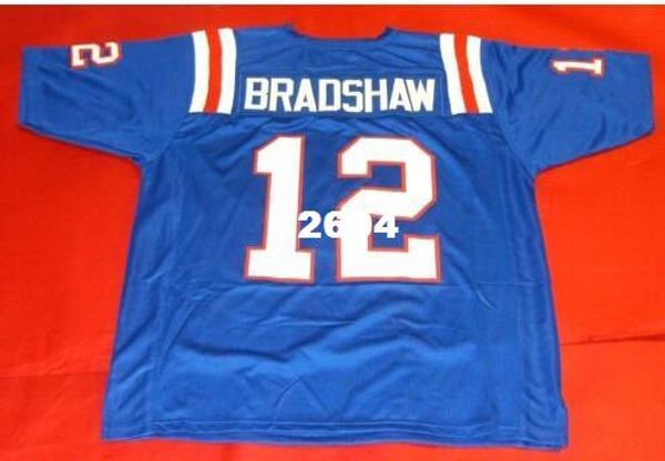 

men custom #12 terry bradshaw custom louisiana tech bulldogs college jersey size s-4xl or custom any name or number jersey, Black;red