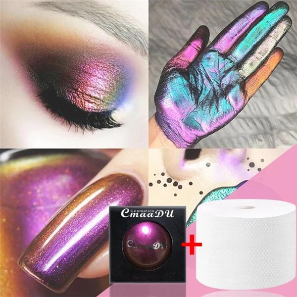 

new eye shadow professional 1pc cmaadu multi-chrome shade shifting pigments eye shadow with face towel j06#40