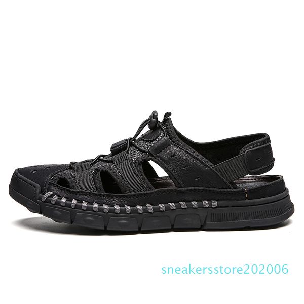 

врайхайд марка классический мужчины мягкие сандалии удобные non-slip мужчины лето кожа сандалии роман пляж вскользь big size38-46 s06, Black