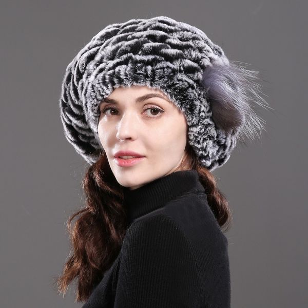 

2019 женщин вязать реальный рекс кролика мех skullies шапки зима теплая мягкая подлинная рекс кролика шапки леди полосатый натуральный мех ш, Blue;gray
