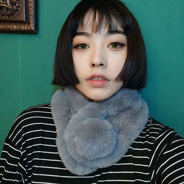 

mingjiebihuo корейского кольца волос шарф студент меховой воротник дикий толстый теплый удобный небольшой сладкий шарф женщины девушка моды