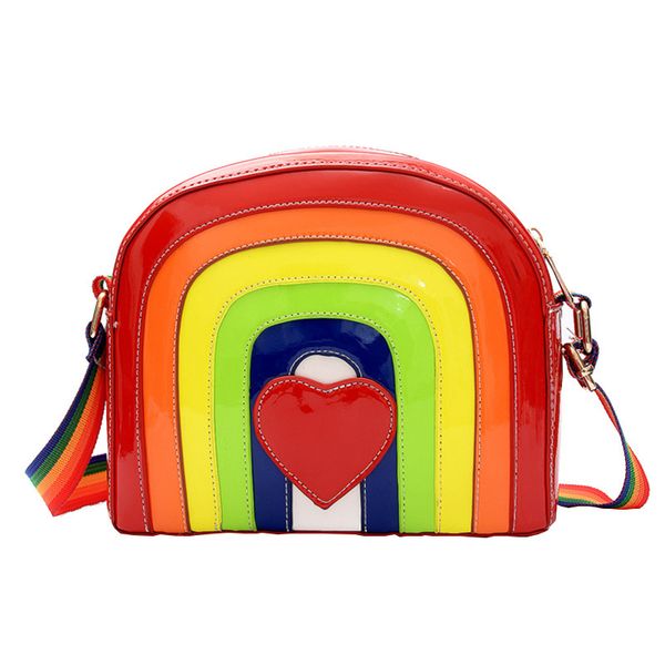 

2020 summber new women's messenger bag rainbow red heart bag pu leather small shoulder bags women purses and handbags #35
